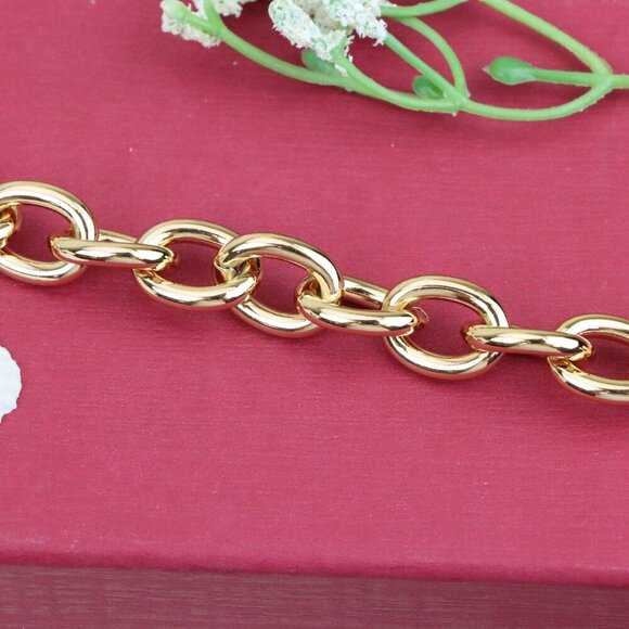 "Bold Oval Link Rose Gold Bracelet in High Quality Gold Plated Brass,XPBL0992 - Picture 12 of 12